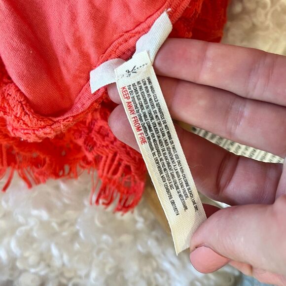 Free People Daydream Orange Coral Eyelash Lace Mini Dress Backless Small - Picture 6 of 10